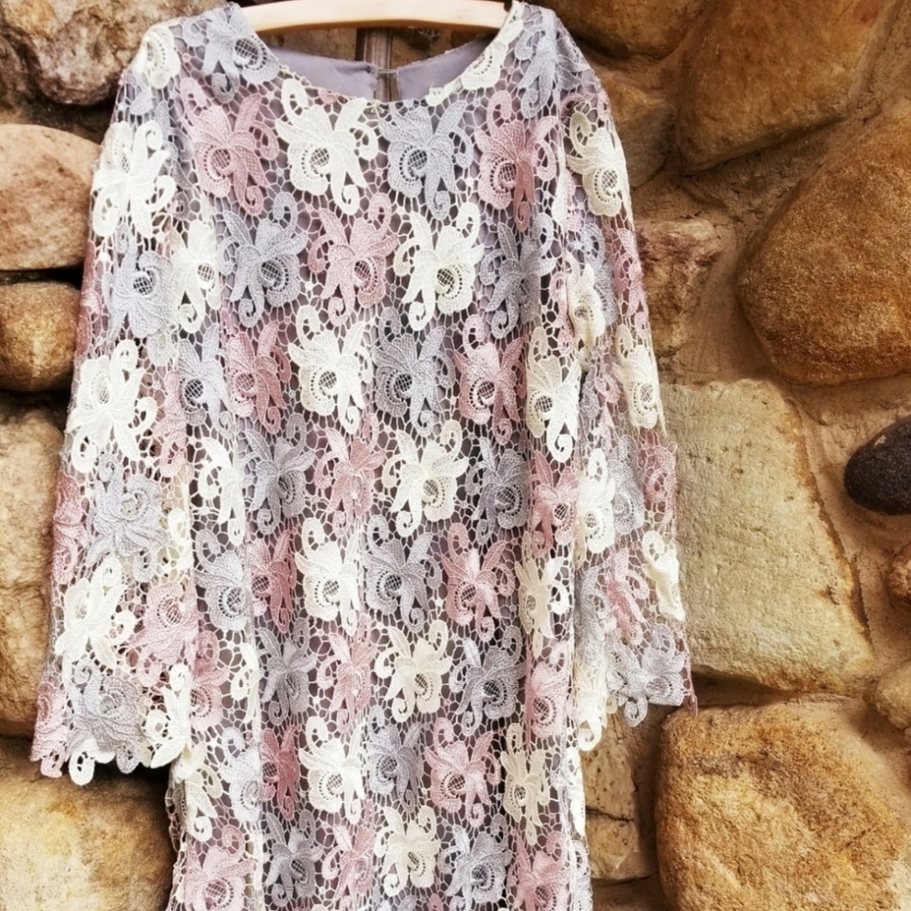 Pink Lillac Cream Hidden Alley Lace Dress